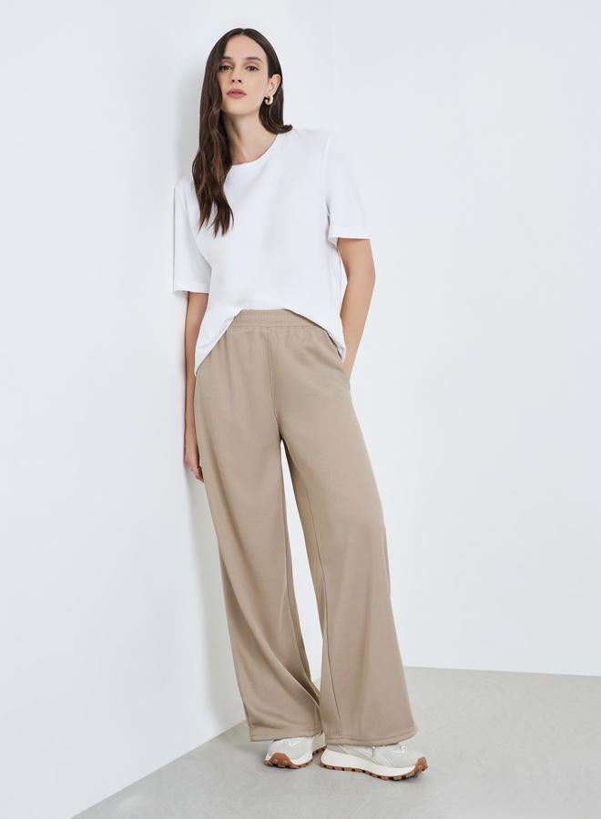 ستايلي بنطال مضلع بأرجل واسعة - Image 1